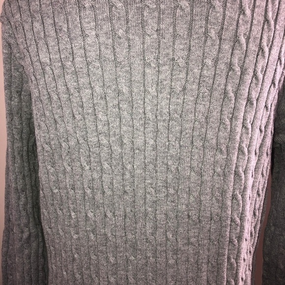 PRIA Gray Cotton Cable Knit Cowl Neck Long Sleeve Pullover Sweater - Picture 5 of 7
